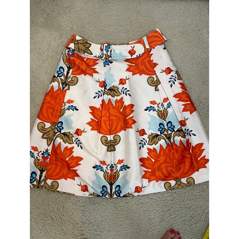 Talbots Pure Silk Floral Damask A-Line Skirt with Belt Size 10 (IN#51)
